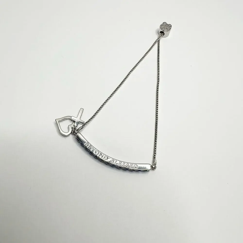 Beyond Bless Swarovski Element Silver Plated Cross Slider Bracelet - Picture 7 of 8